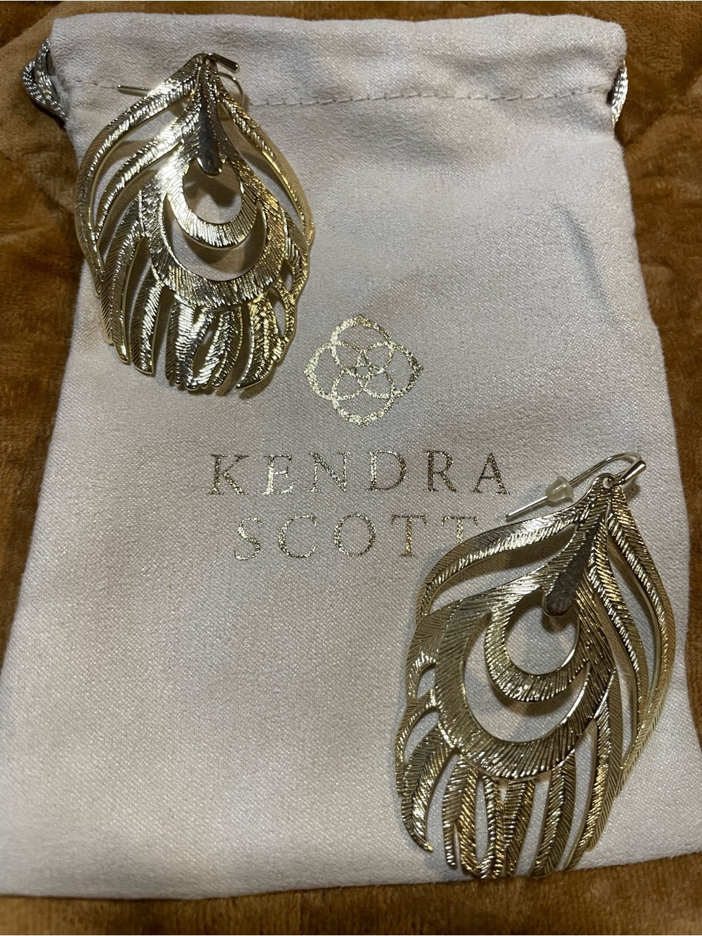 Kendra Scott Karina Gold Feather Drop Earrings - Elegant Women's Accessories